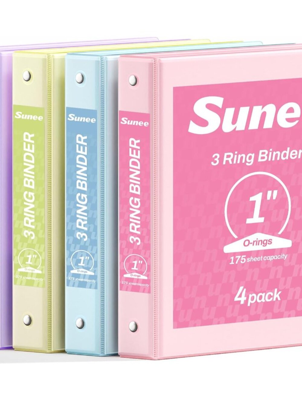 3 Ring Binder 1 Inch 4 Pack, Clear View 1" Binders Three Ring PVC-Free Fit 8.5x1